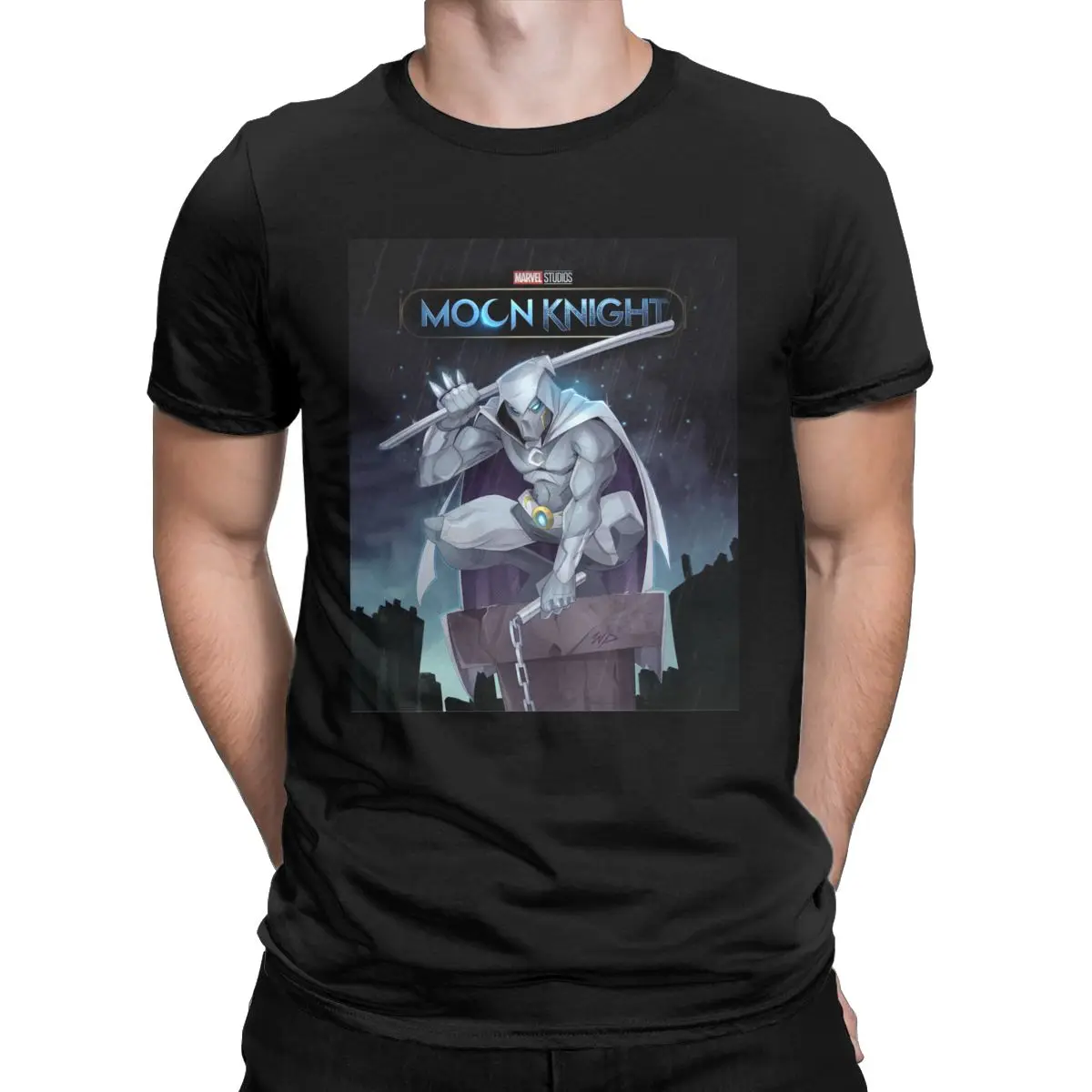 

Moon Knight Marvel Men T Shirt Disney Vintage Tees Short Sleeve Round Collar T-Shirt Pure Cotton Printed Tops