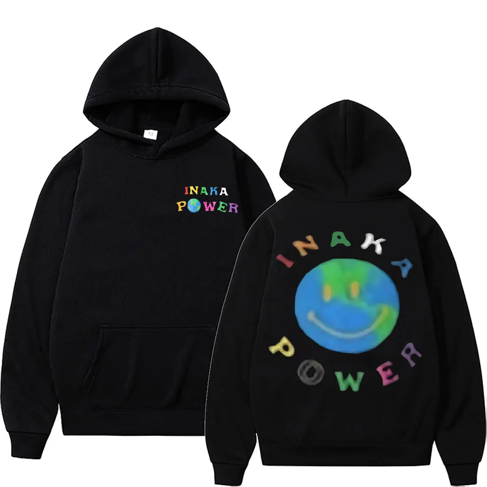 

Inaka Power Double Sided Print Hoodie Streetwear Smile Earth Graphic Hoodies Regular Men Women Brand Cotton Sweatshirt Pullover