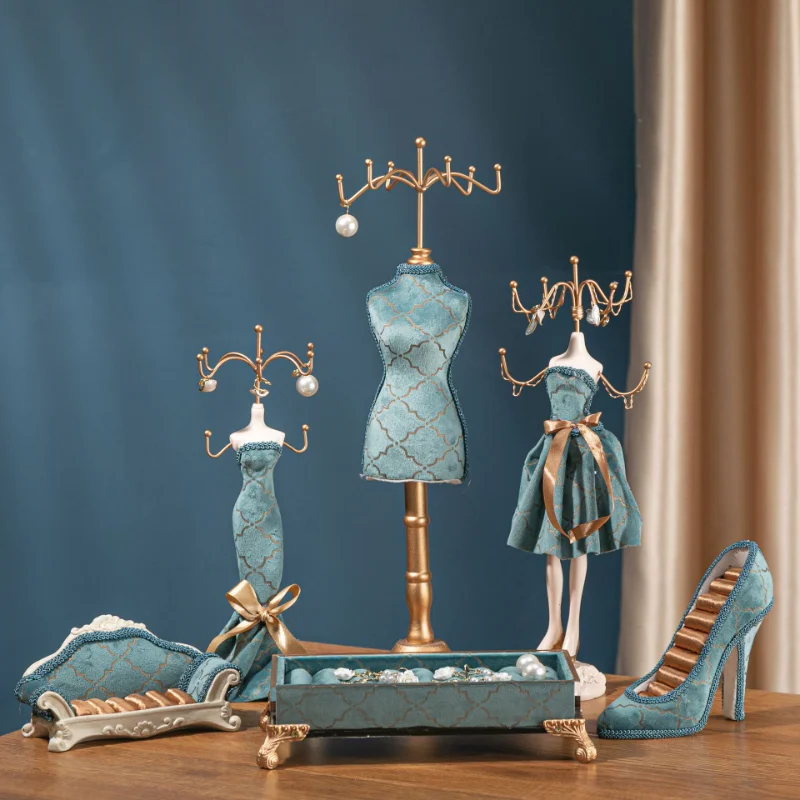 

Resin and Iron Jewelry Storage Stand Necklaces Earrings Storage Rack Light Luxury Jewelry Stores Household Storage Shelf