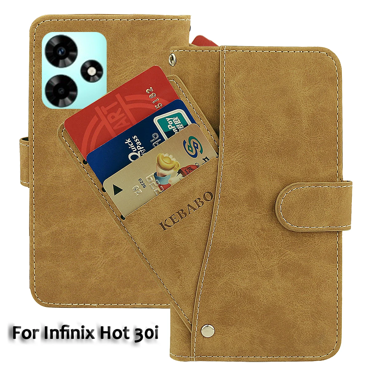 

Vintage Leather Wallet Infinix Hot 30i Case 6.6" Flip Luxury Card Slots Cover Magnet Phone Protective Cases Bags
