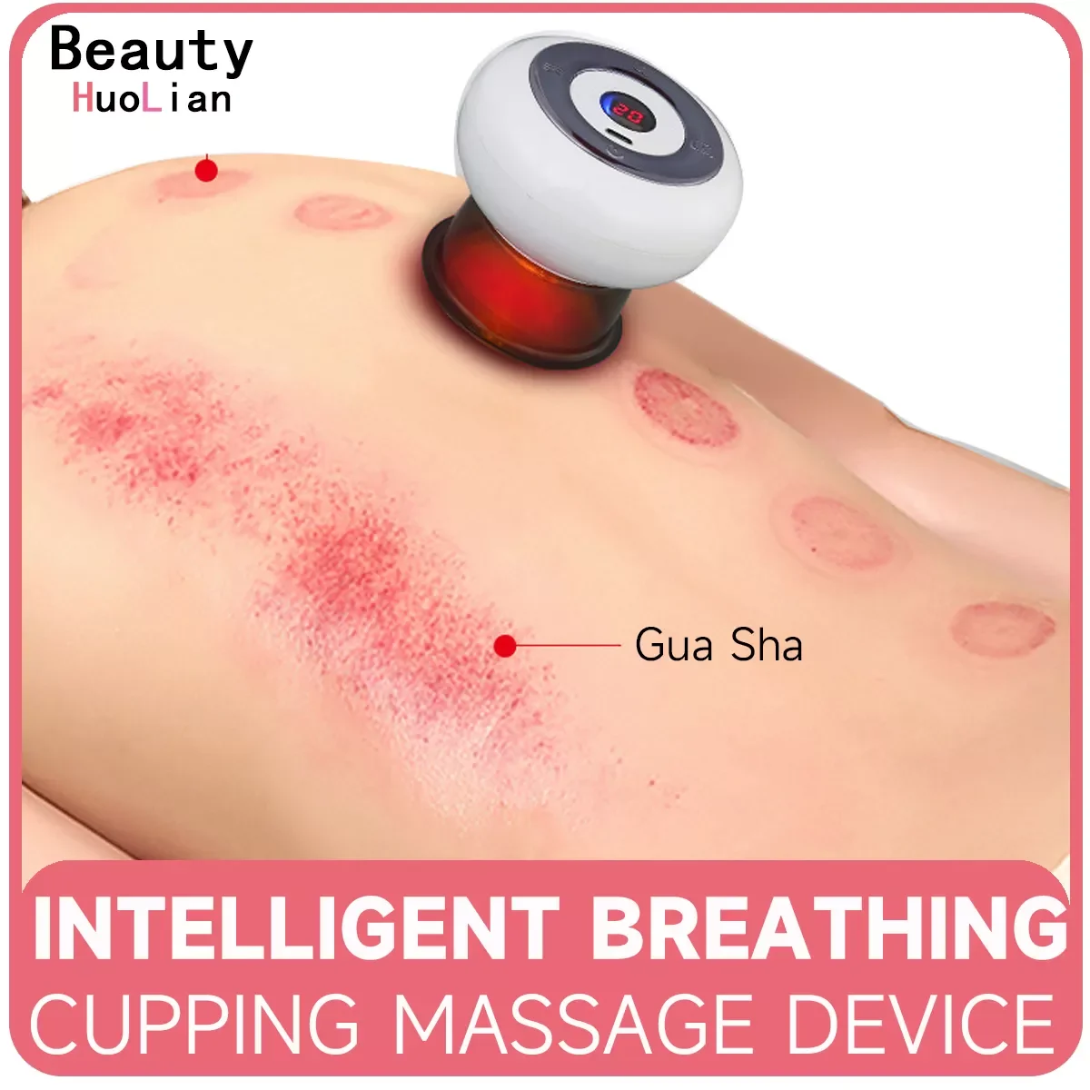 

NEW2023 Intelligent Breathing Vacuum Cupping Device 3 Gears LED Smart Meridian Guasha Tool Massage Cupping Heat Therapy