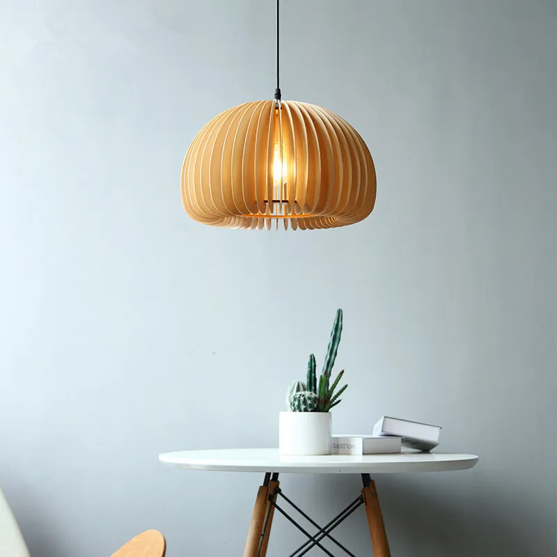 Japanese Retro Pumpkin Pendant Light Modern Creative Wooden Cafe Fixtures Bedroom Home Decor Lighting Art Restaurant Chandeliers