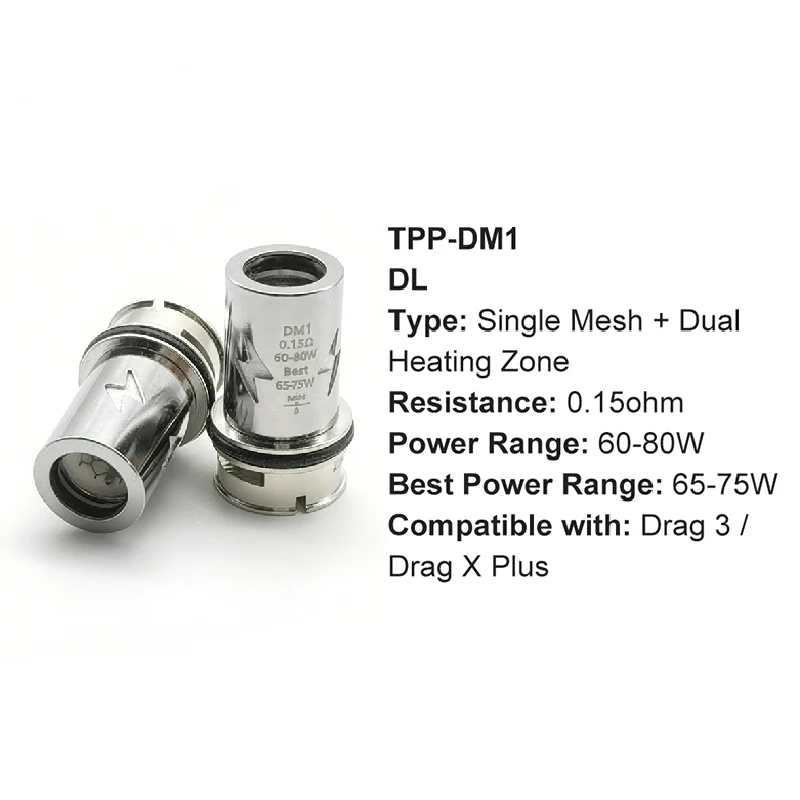 

TPP Mesh Coil DM1 0.15ohm for VOOPOO Drag 3 /Drag X Plus /Drag X S Pro Kit