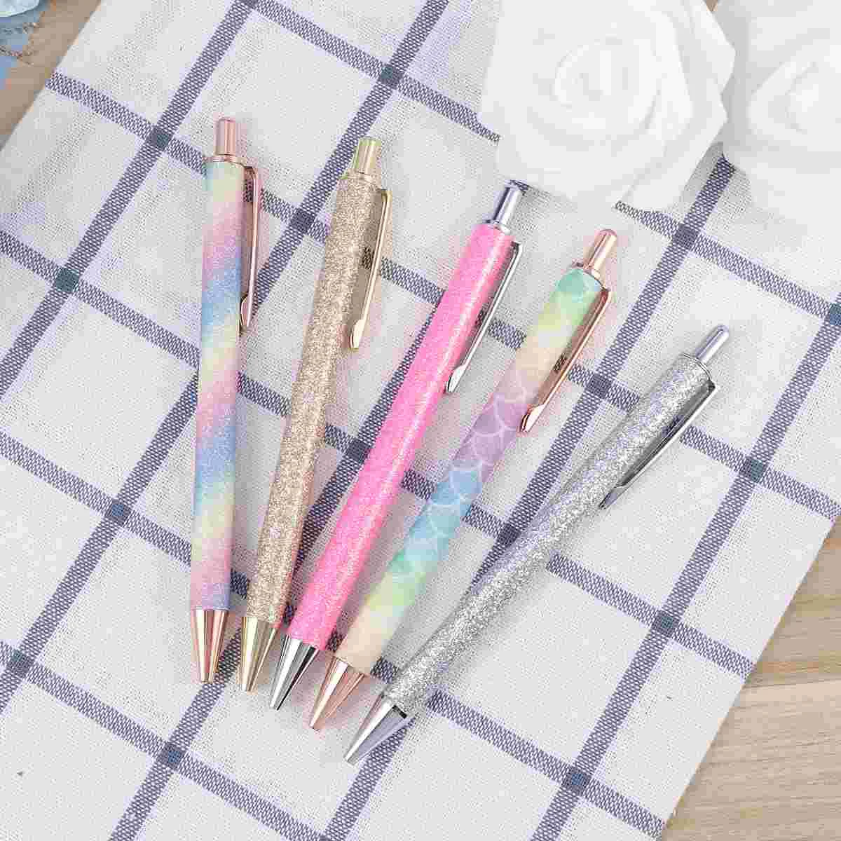 

5 блестящих шариковых ручек, выдвижные многофункциональные креативные ручки для канцелярских принадлежностей, школы