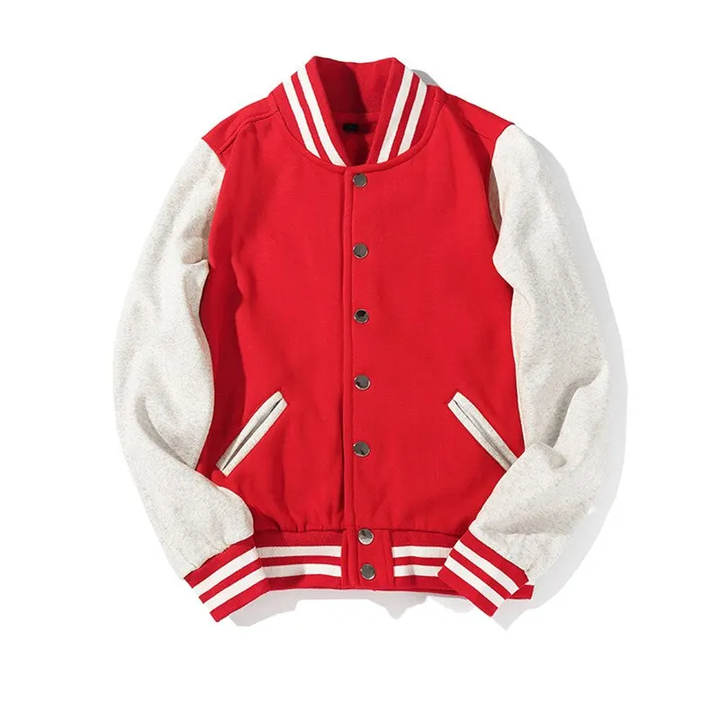 

Unisex College Varsity Baseball Jackets Solid Color Fashion Letterman Outerwear For Couples Uniform