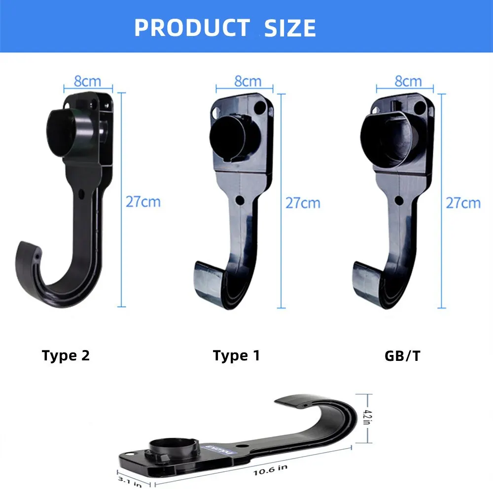 

Type1 J1772 Ev Charger Holster Gbt Dock Holder Organizer For Wall Mounted IEC 62196 Type 2 Ev Cable Holder
