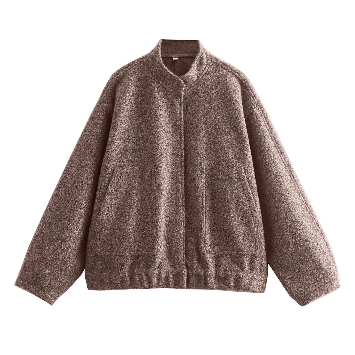 Women's Casual Loose Stand Collar Jackets 2023 Spring Warm Grey button Long Sleeve Bombers Fashion Plush Solid Female Outwear