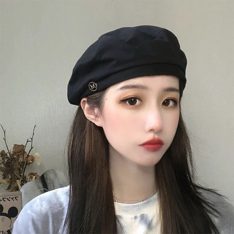

Feeddi Beret Female Red Black Ins Octagonal Cap Subnet Red Korean Style British Vintage Painter Hat Tide
