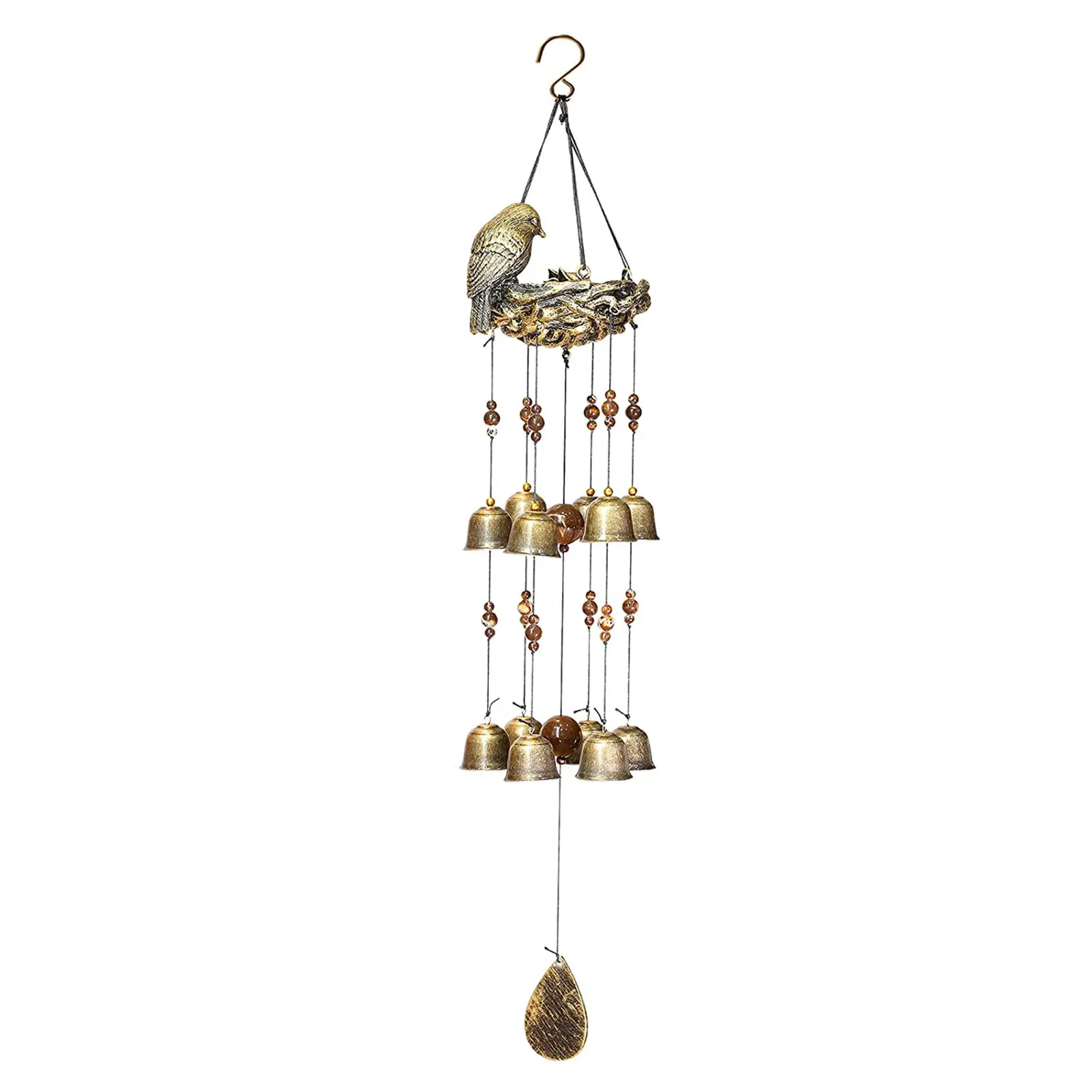 

Copper Bird Nest Wind Chime Birds Windchime With 12 Bells Mother's Love Gifts Outdoor Decoration Wind Chimes Clearance Ornament