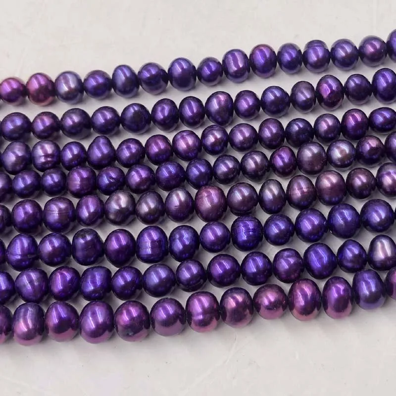 ELEISPL Wholesale 8 Strands Violet Cultured Freshwater Loose Pearls Strings 6-7mm #22010331-７