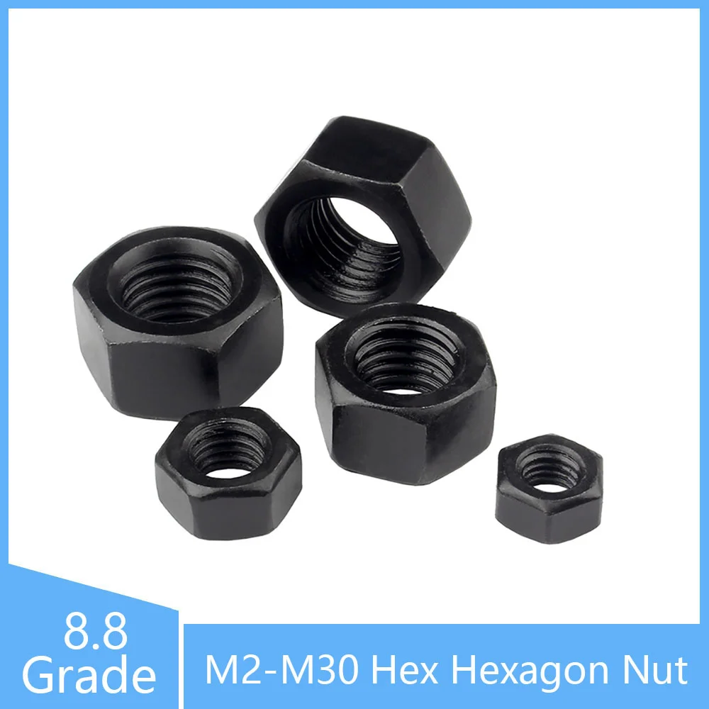 

M2 M2.5 M3 M4 M5 M6 M8 M10 M12 M14 M16 M18 M20 M22 M24 M27 M30 Hexagon Nuts Carbon Steel 8.8 Grade Self Colour Black