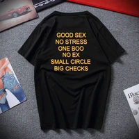 funny good sex no stress one boo no ex small circle big checks t shirt letter print tshirt back eu size100 cotton shirt