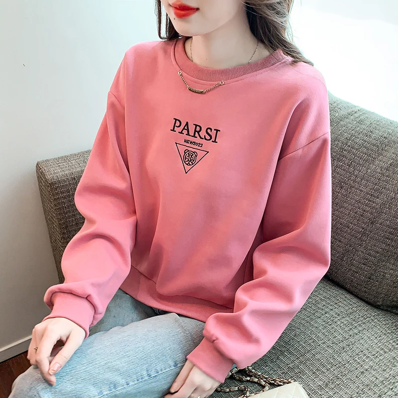 

New Fashion Letter Print Women Long Sleeve T Shirts Harajuku Oversized Xxxl Women'S Clothing Basic Pink Elegant Lady Tops