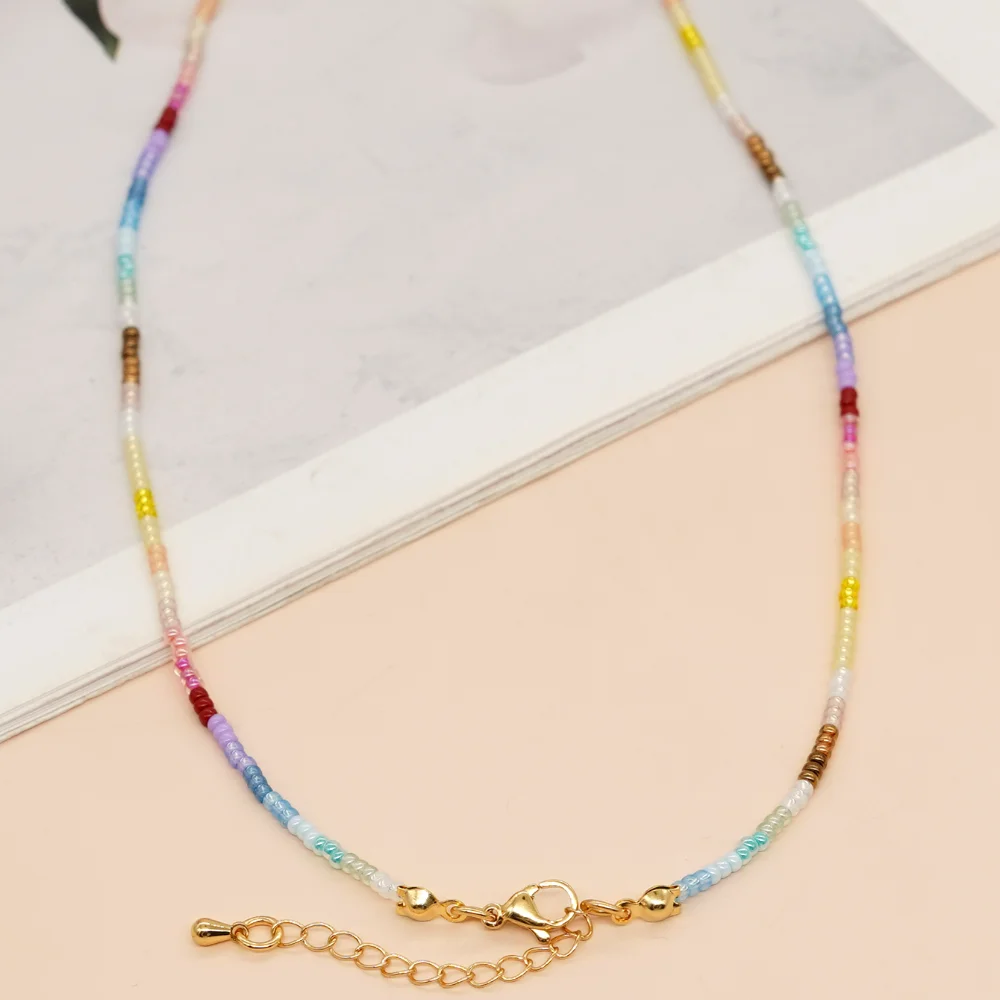 

Go2Boho Women Stainless Steel Chain Choker Necklaces Colorful Beaded Pearl Pendant Necklace Girl Gift Handmade Summer Jewelry