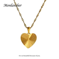 monlansher folds streak heart butterfly pendant necklace for women stainless steel metal chain necklaces 18 k pvd jewelry gift