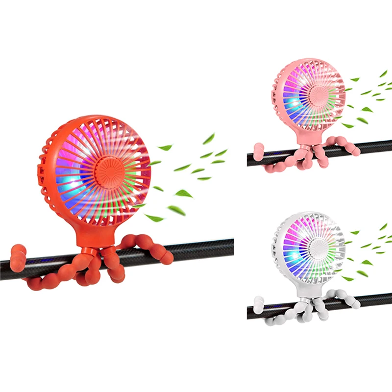 

Stroller Fan Upgraded Portable Fan Versatile Fan Personal Desk Fan USB Rechargeable Fan with LED Light