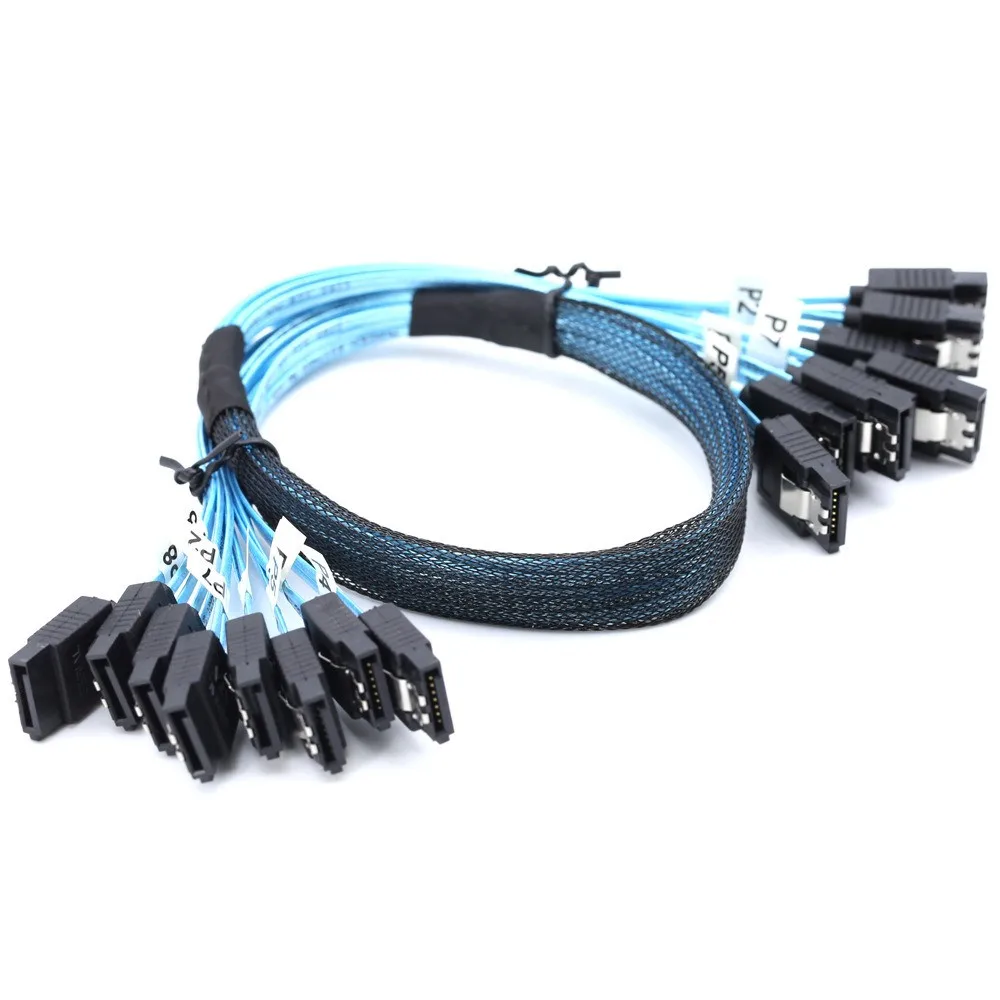 Фото Кабель SATA-SATA, 4/6/8 портов/в комплекте, кабель передачи данных SATA 3.0, 7-контактный кабель SAS, 12 Гбит/с, кабель для жесткого диска для сервера, NAS, ПК, 0,5 м, 1 м. №3