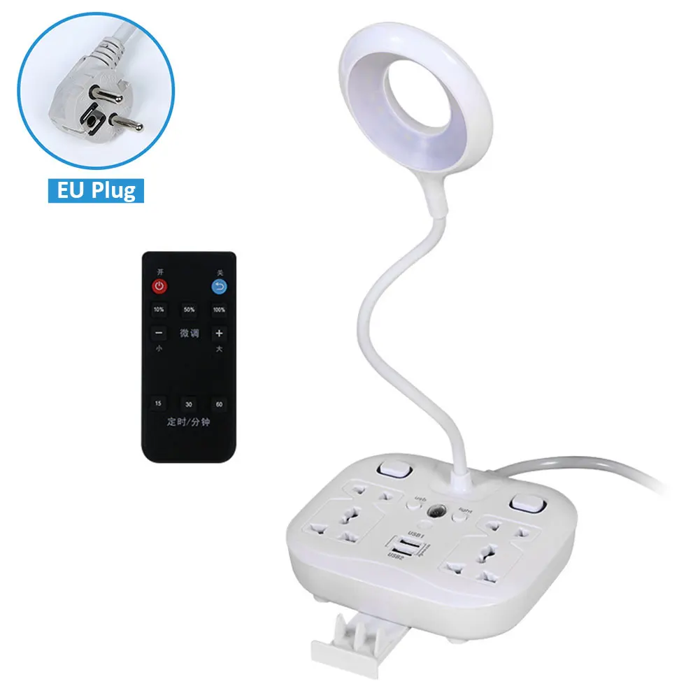 

For Bedroom Bedside Led Table Lamp Flexible With Socket Timing Remote Control Multi-function Phone Holder Multi-level Brightness