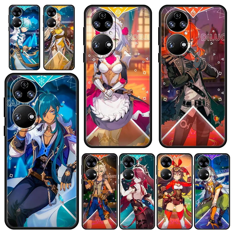 

Чехол для телефона Genshin Impact Game для Huawei P30 Lite P50 Pro P20 P40 Lite E P Smart Z 2021 Y6 Y7 Y9 2019 Y6p Y9s Y7a, мягкий чехол