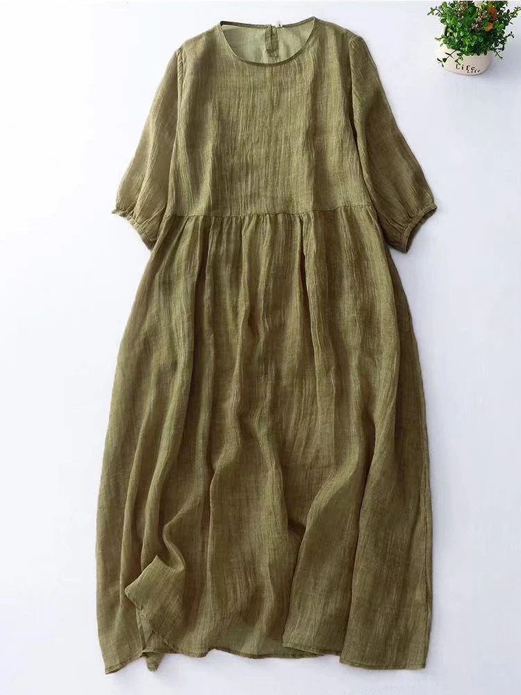 Женское платье-макси с круглым вырезом, свободного покроя | AliExpress