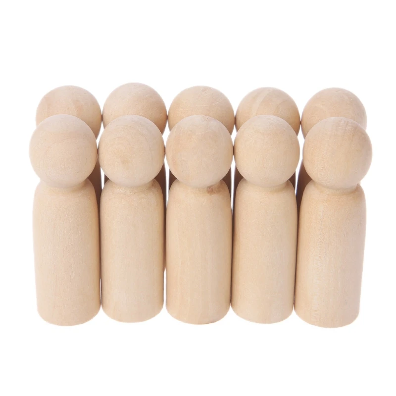 

YYSD 10Pcs Unfinished Wood Boy Peg Toy Natural Wooden DIY Crafts Dolls Decoration New