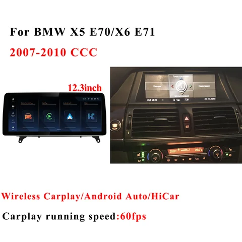 BONROAD 12,3 дюймов 1920*720 Linux беспроводной Carplay для BMW X5 E70 X6 E71 2008 2009 2010 2011 2012 2013 автомобильный мультимедийный плеер DSP