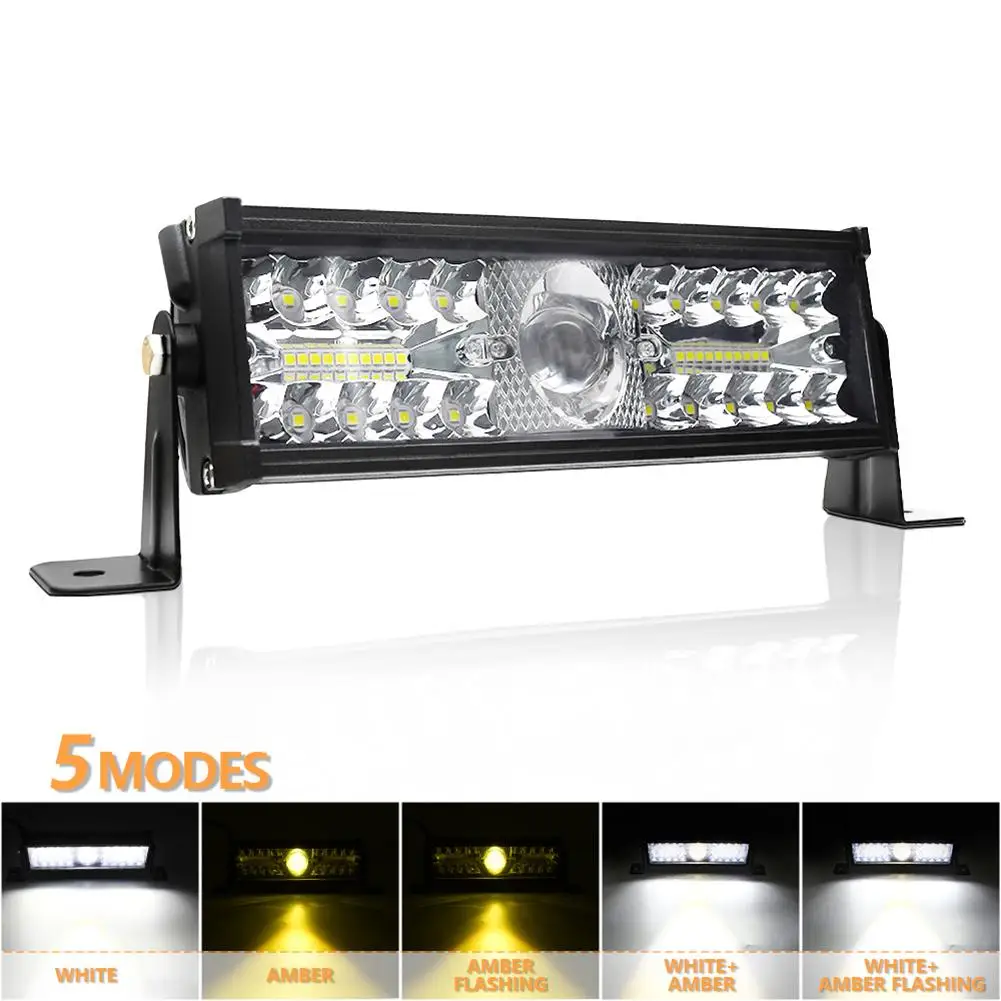 

Автомобильный светодиодный налобный фонарь 6000k + 3000k лм, ярсветильник свет, 10-дюймовый 3-рядный 2-цветный светильник, Лампа рабочего освещения...