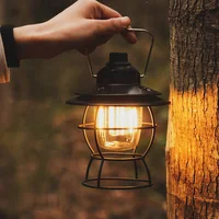 Vintage Outdoor Hanging Lanterns LED Retro Camping Lights Rechargeable Waterproof  Wall Lamps for Indoor Garden Yard Decor