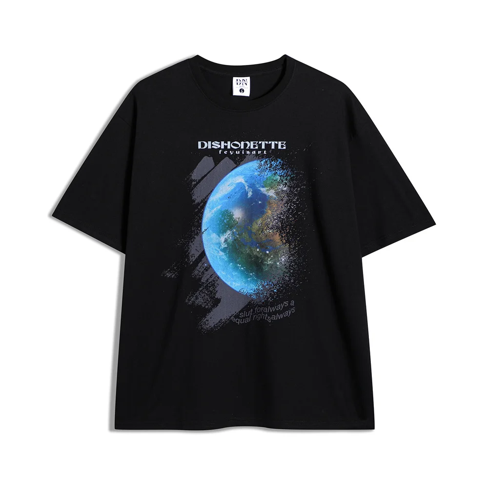 

Футболка мужская Светоотражающая в стиле хип-хоп, уличная одежда с принтом Луны, хлопковая Повседневная рубашка в стиле Харадзюку, топы с ко...