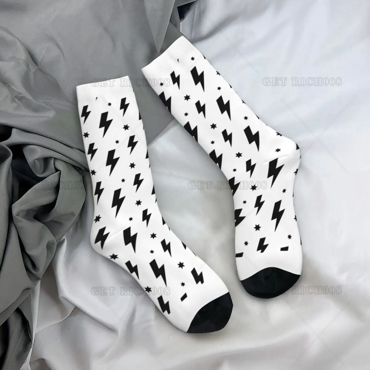 Носки с молнией Thunderm Bolt Pattern красивые молодежные чулки средней длины большое