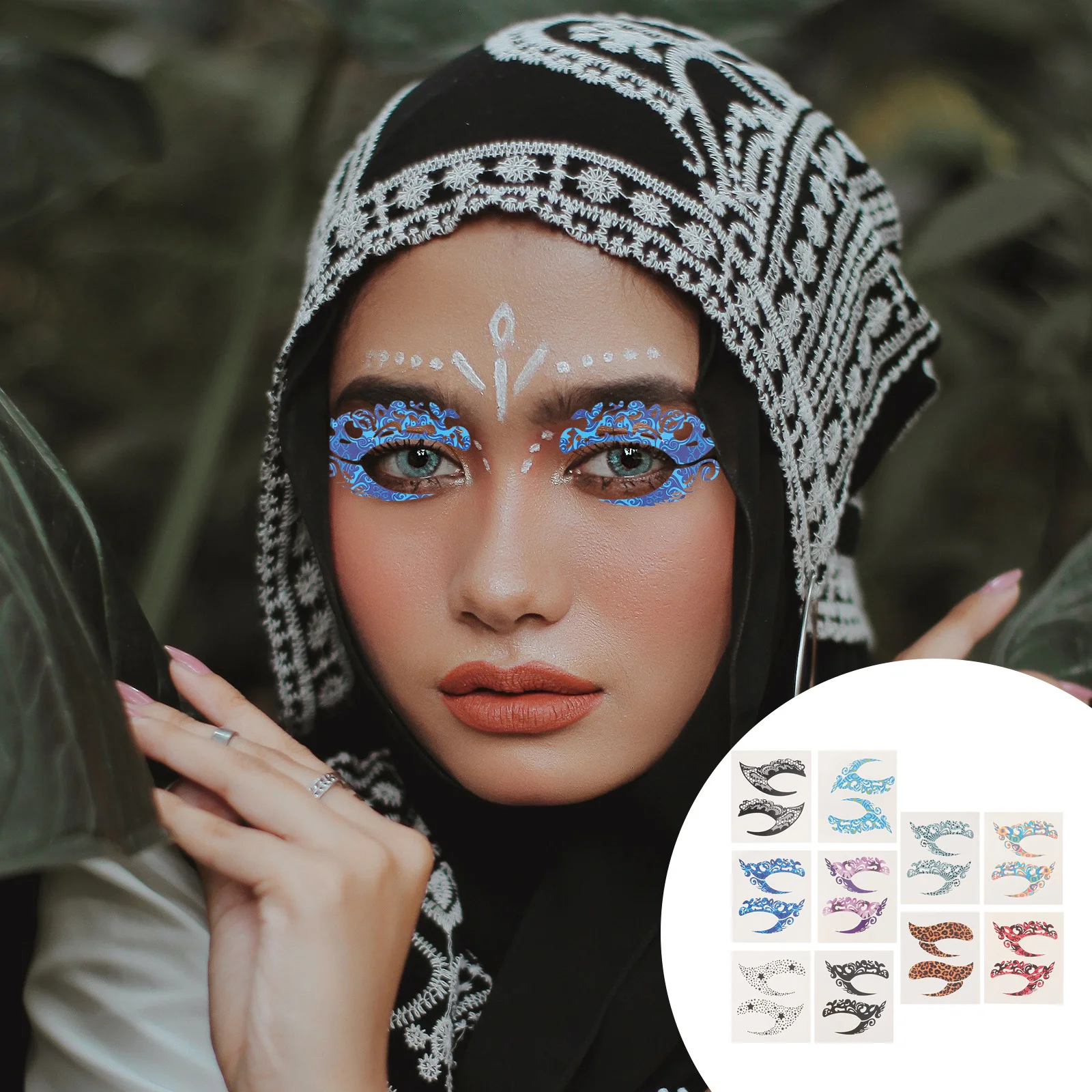 

Stickers Eye Face Eyeshadowmakeup Shadowsticker Lace Temporarymardi Gras Jewels Stickeyelinerglitter Strip Eyes Cat Instant Self