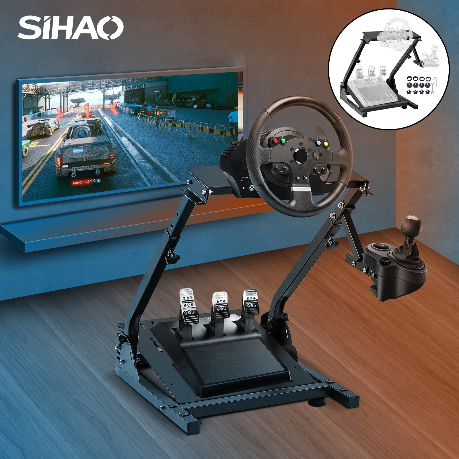 Sihao G920 Adjustable Gaming Wheel Stand Shifter Foldable Fits All Racing Wheels Pedals Shifters NOT Included Racing Wheel Stand