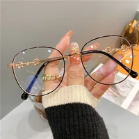 vintage new oval metal frame glasses women fashion optical myopia blocking eyewear popular reading anti blue light eyeglasses