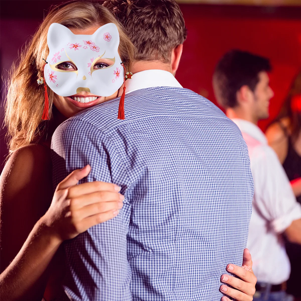 

2 шт., маска для Хэллоуина с рисунком сакуры