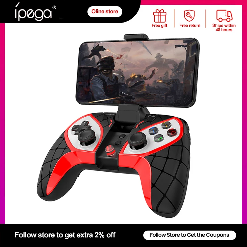 

Ipega Mobile Phone Gamepad Bluetooth Game Controller with Hidden Foldable Holder for Android iOS PC PS3 Switch Joystick
