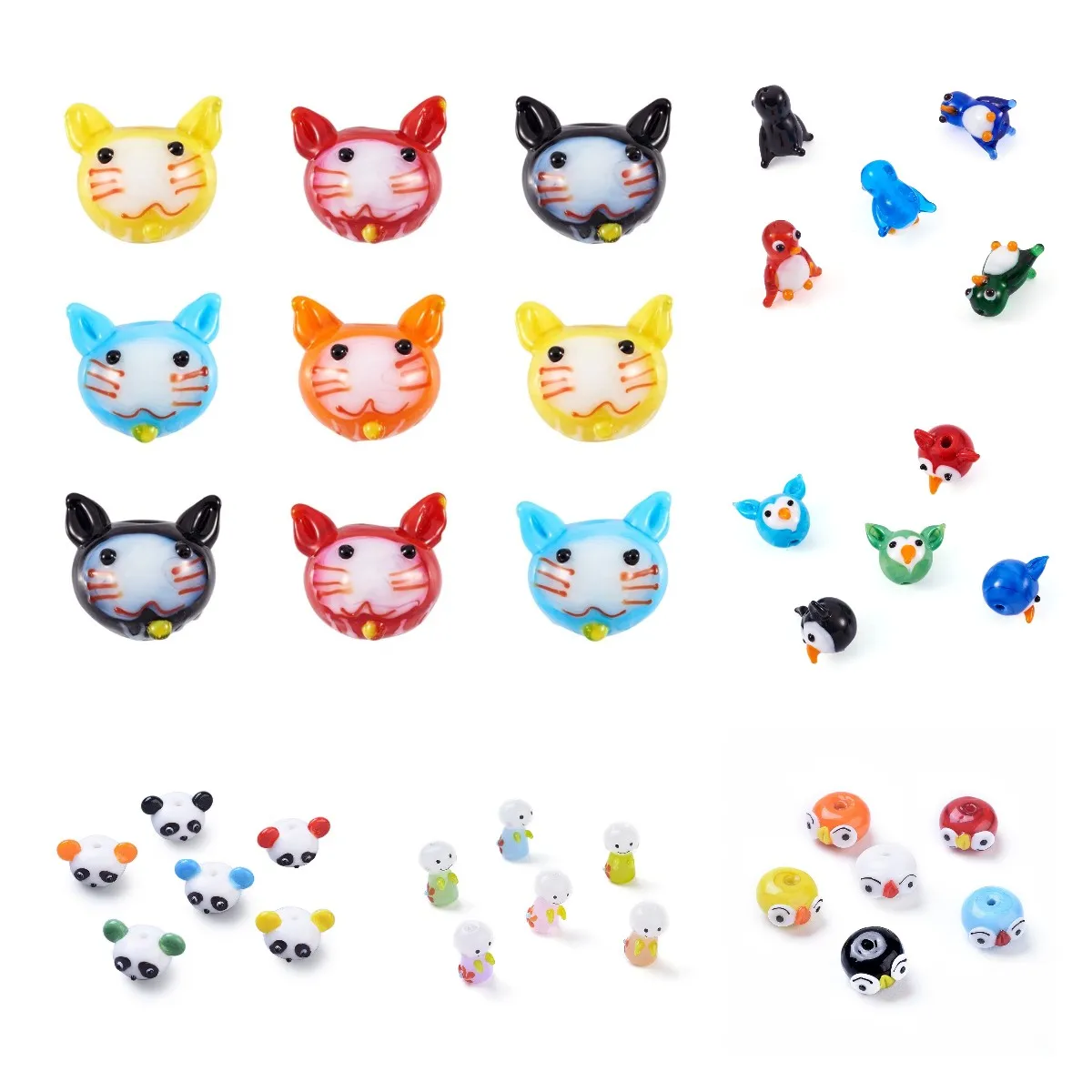 

10 шт. милые Мультяшные лампворк стеклянная мышь Пингвин Детские разделительные бусины аксессуары для браслета сережек