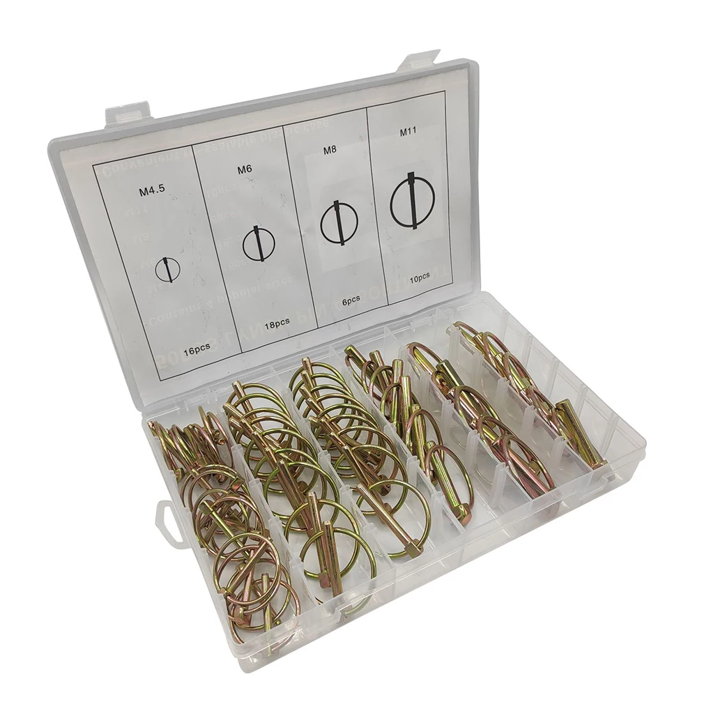 

50 Pieces Safety Pin Set Waterproof Rustproof Ring-Pin Wear-resistant Hitch Lock Professional Fasteners for Tractor