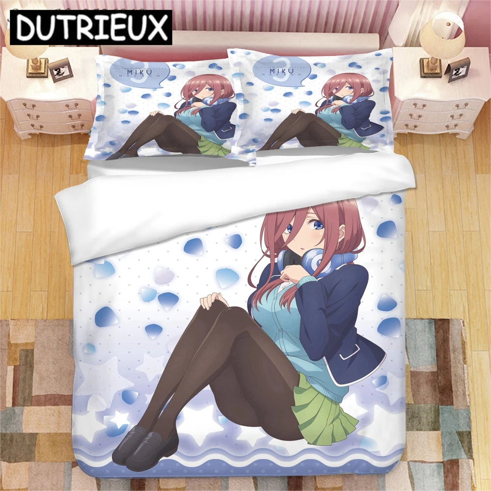 

Anime Nakano Miku 3D Printed Bedding Set King Duvet Cover Pillow Case Comforter Cover Bedclothes Bed Linens 04