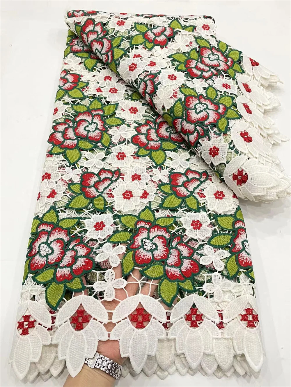 NI.AI белый нигерийский цветочный кружевной ткани молочный шелк с блестками