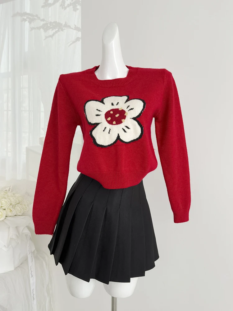 Осень-зима женский корейский модный милый укороченный свитер с длинными