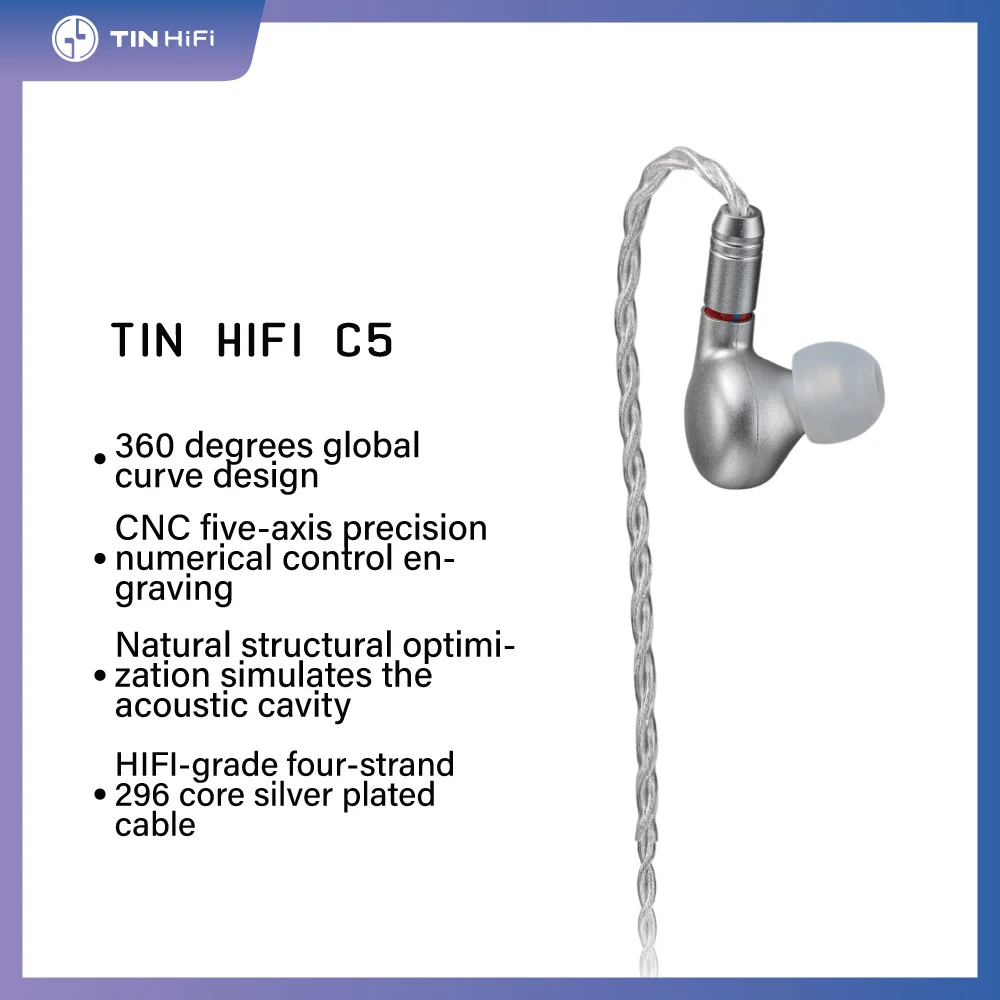 Наушники-вкладыши TINHIFI C5 Hi-Fi аудиофил IEM под заказ сбалансированные арматурные