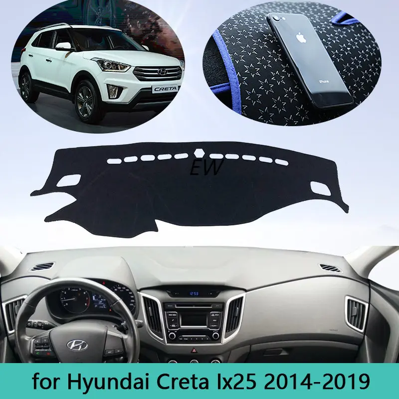 

Для приборной панели автомобиля Hyundai Creta Ix25 2014 ~ 2019, внедорожный коврик для приборной панели, аксессуары, автомобильный Противоскользящий ковер 2017