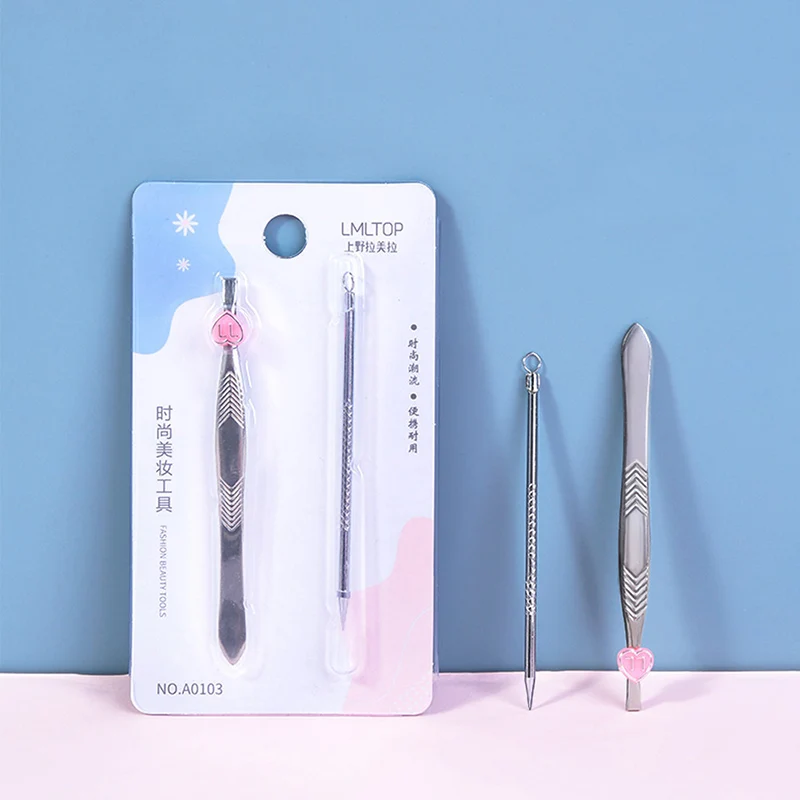 

2 шт./компл., двухсторонний Водонепроницаемый и нержавеющий зажим для бровей из нержавеющей стали, набор игл, инструменты для красоты