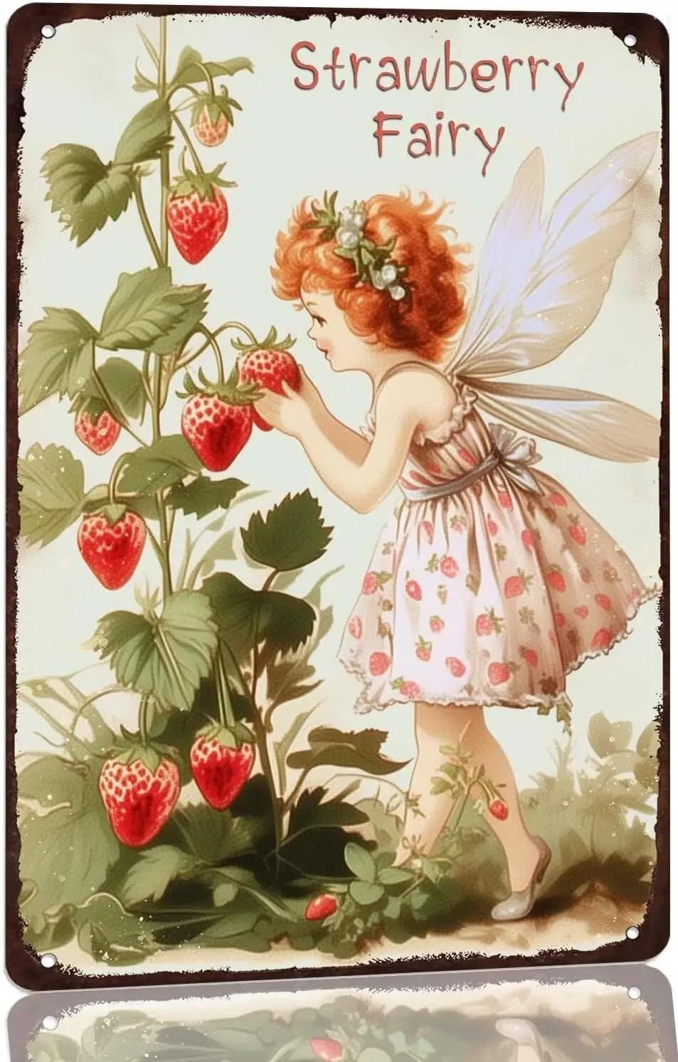 Vntge Strwberry Fry Metl Sgn Home Ktchen Wll Decor Tn Sgns Grden Ccessores - Многоцелевой Hngng с предварительно