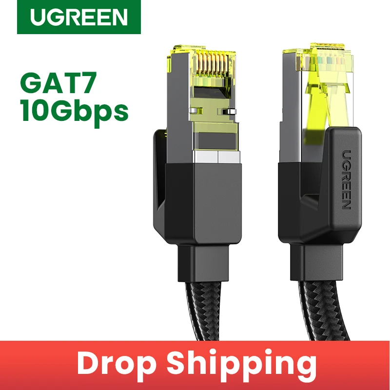 

[Drop Shipping] UGREEN Ethernet Cable CAT7 10Gbps Cotton Braided Network Lan Cord for Modem Laptops PS5 Router RJ45 Ethernet