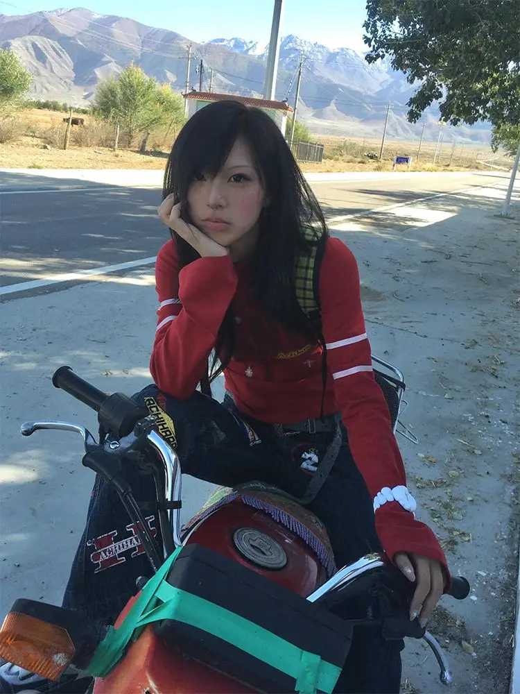 Genayooa Harajuku футболка с принтом женская длинным рукавом Y2k винтажные топы