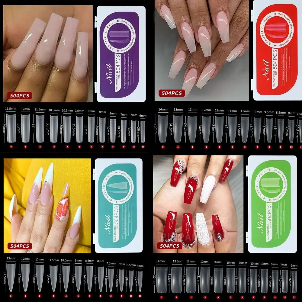 

Накладные ногти с полным покрытием, Новые Акриловые Матовые прозрачные ногти с полным покрытием, Набор накладных ногтей разных размеров для женщин