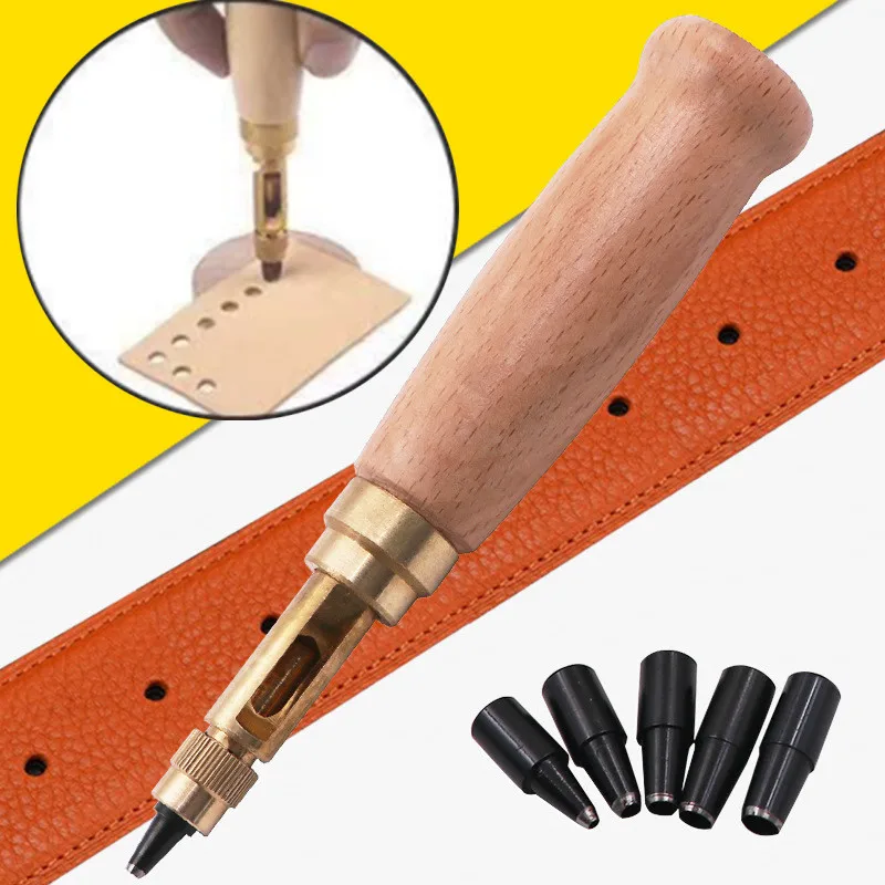 Perforadora de cuero con 6 agujeros para el hogar, herramientas para perforar cinturones, máquina de perforación de cuero, alicates de mano, herramienta para manualidades de costura