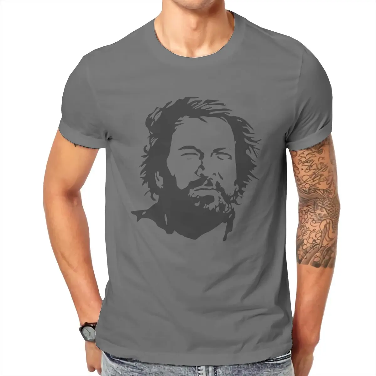 Actor Bud Spencer  T Shirt for Men Cotton Novelty T-Shirts  2021 Fashion Graphic Old School Tees Short Sleeve Clothes Plus Size