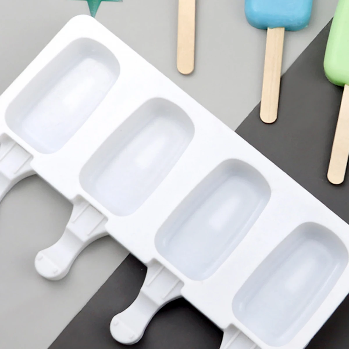 

Flexible Silicone Mold Tray-shape For Mini Ice Cream Popsicles 4/8 Cavities Mold Reusable For Homemade Cakesicles Food Grade